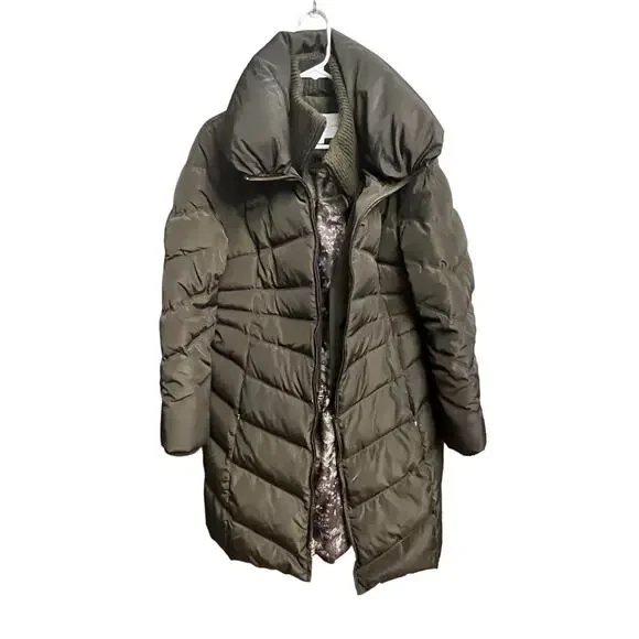 Jessica Simpson Down Puffer Coat Olive Green Size Large - Picture 2 of 16